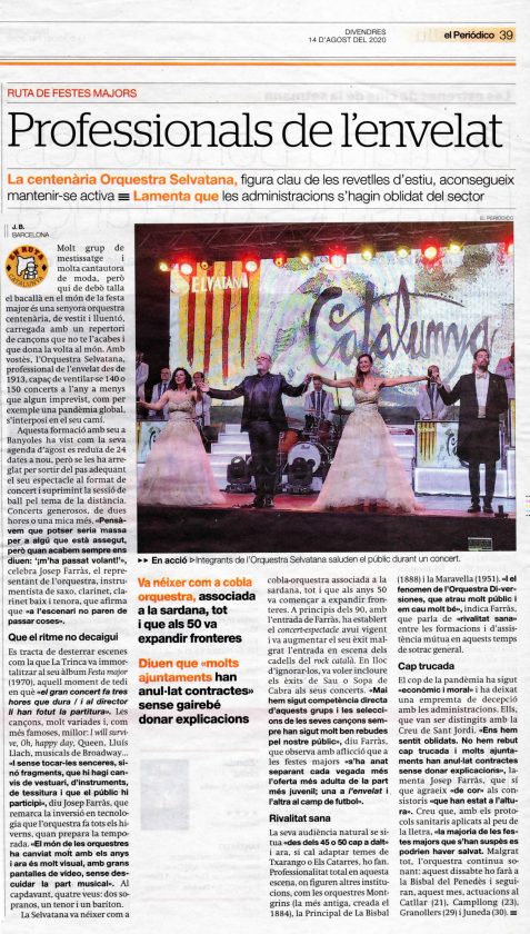 Professionals de l’envelat · El Periódico, 14/08/2020
